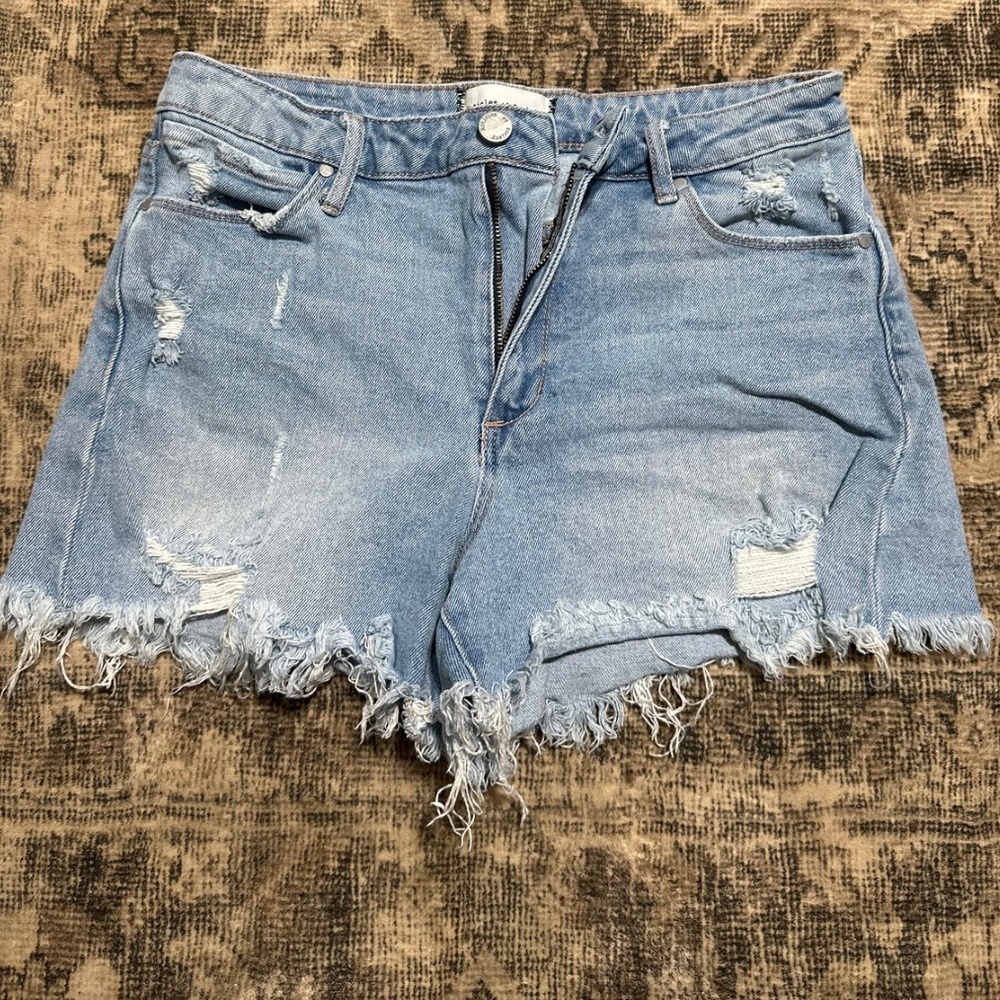 Articles Of Society Light Blue Distressed Jean Shorts